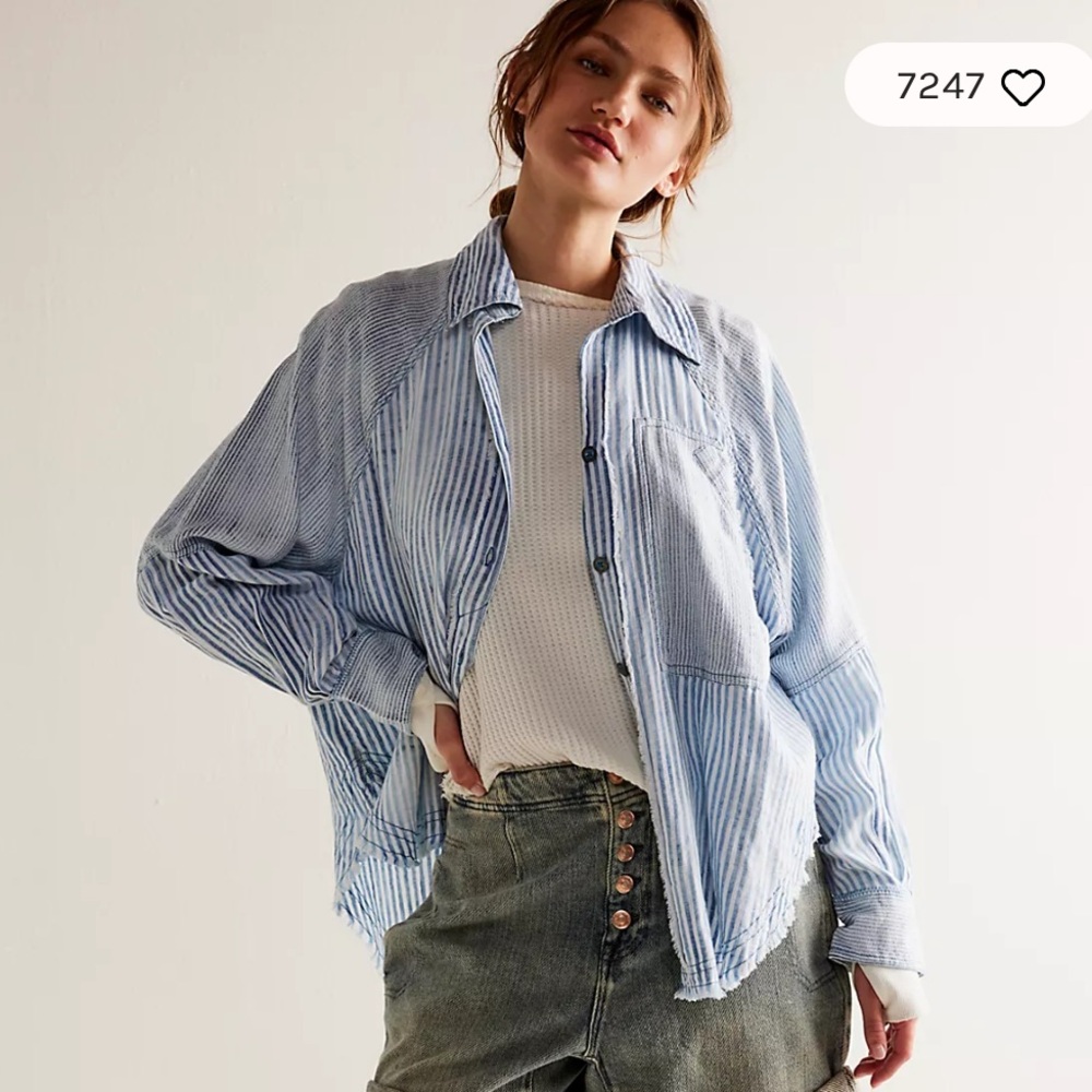 We The Free Indigo Skies stripe shirt. Size M.